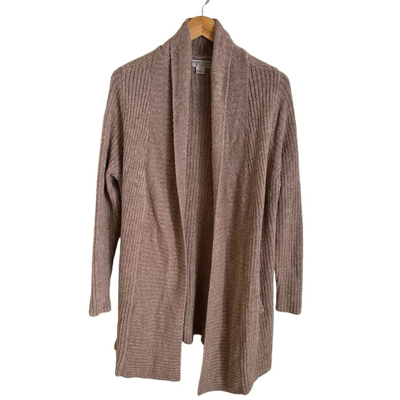 Barefoot Dreams XL Mauve Pink Ribbed Cozychic Lite Knit Cardigan Sweater Cozy - Picture 1 of 5